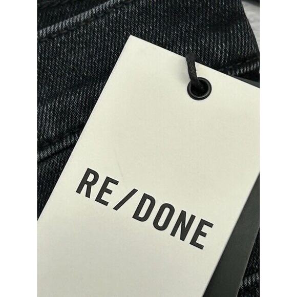 RE/DONE Womens 70s Stove Pipe Straight Leg Jeans Raw Hem Denim Black Size 25 NWT - Picture 8 of 11